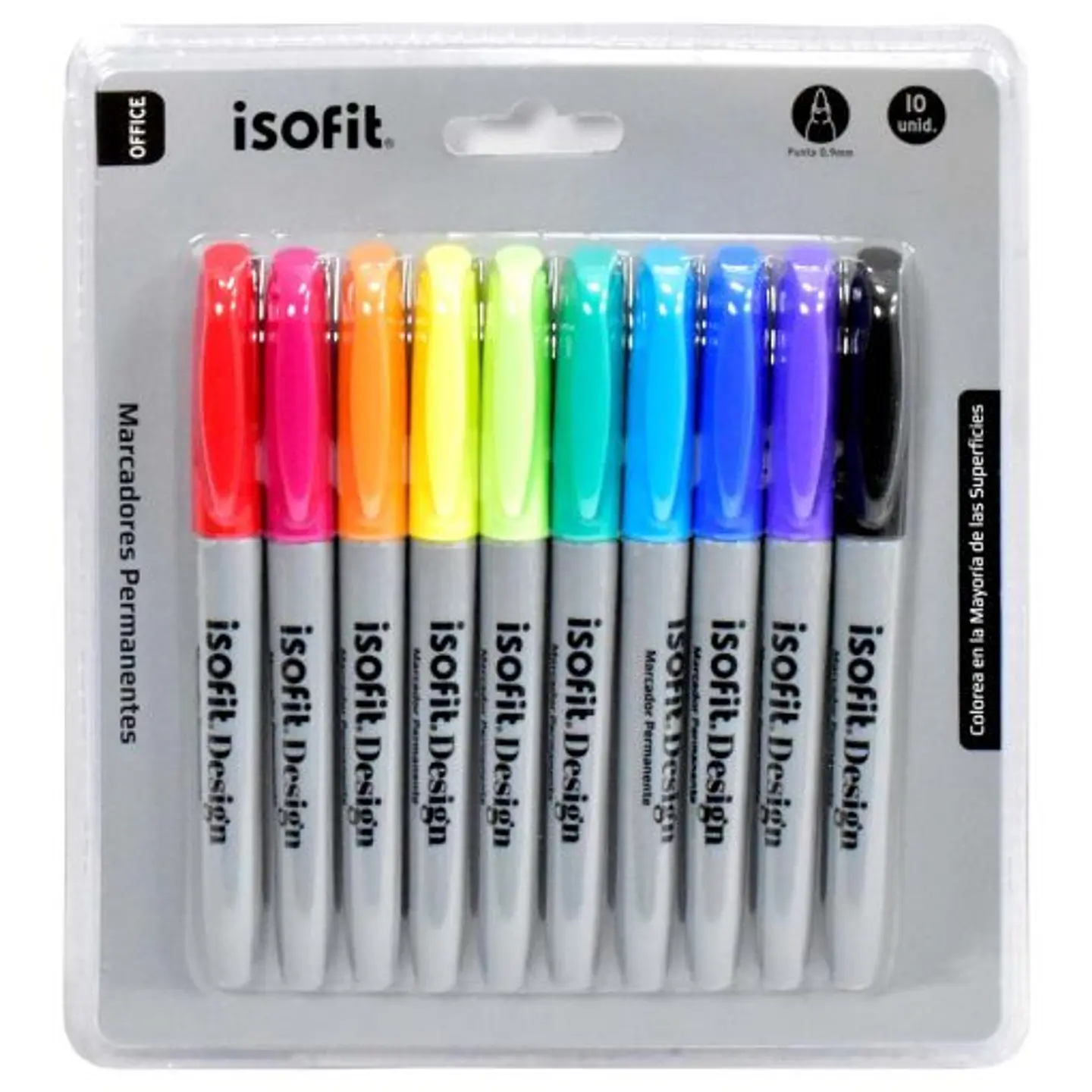 Marcador Permanente P.Fina 10 Colores Isofit 1