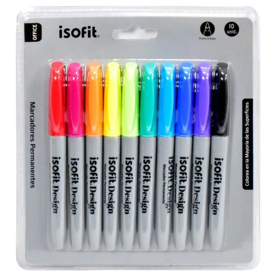 Marcador Permanente P.Fina 10 Colores Isofit 1