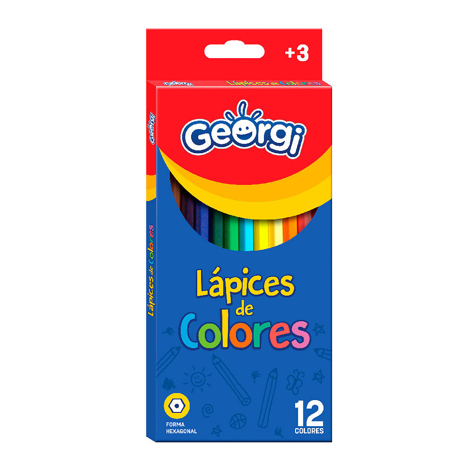 Lapices de Colores Largos 12 Colores Georgi 1