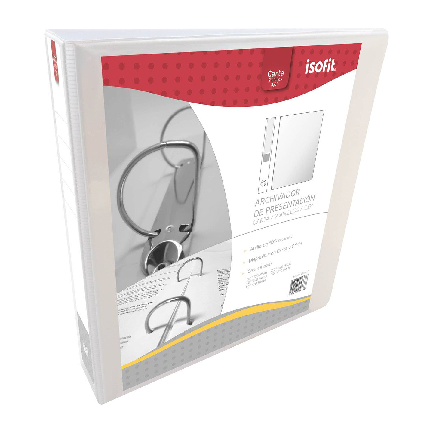 Archivador Presentador Vinil Blanco Carta 2 Aros 1'' Isofit 1