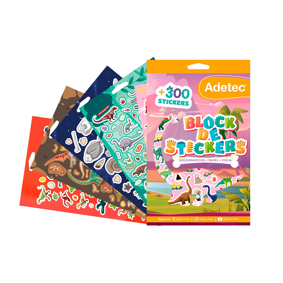 Block de Stickers Dinosaurios Adetec 1