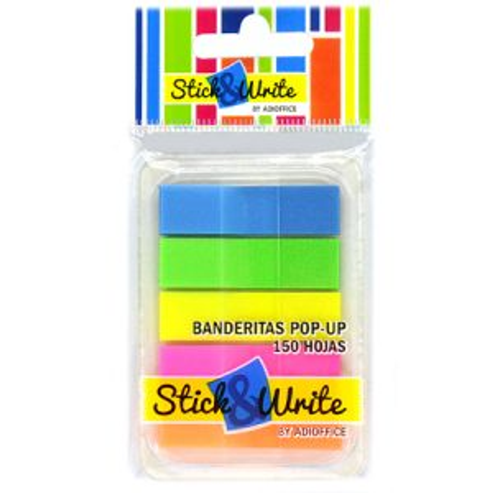 Banderitas Pop-Up 150 unidades, 5colores STICKWRITE 1