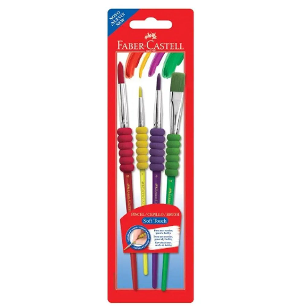 Pincel Grip Soft Touch Blister 4 Unidades Faber Castell 1