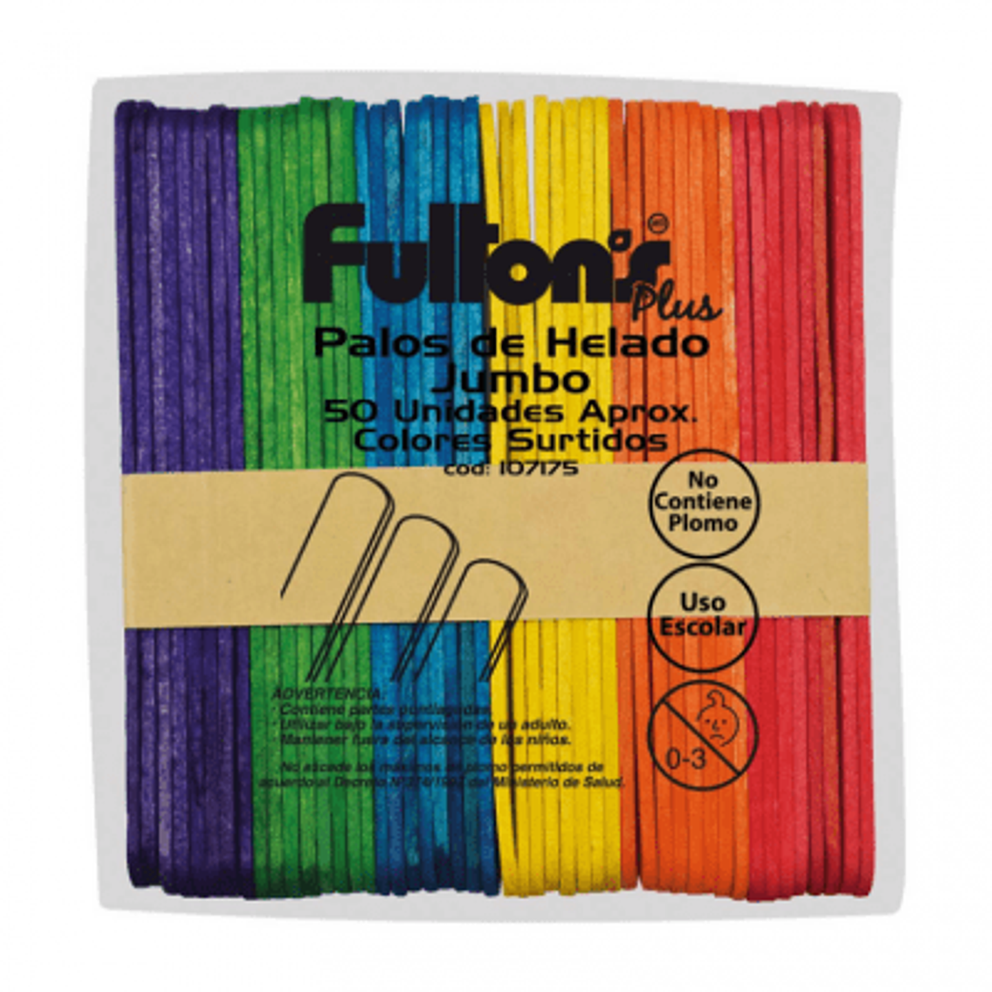 Palos De Helado Jumbo Colores Surtidos 50 Uni Fultons 1