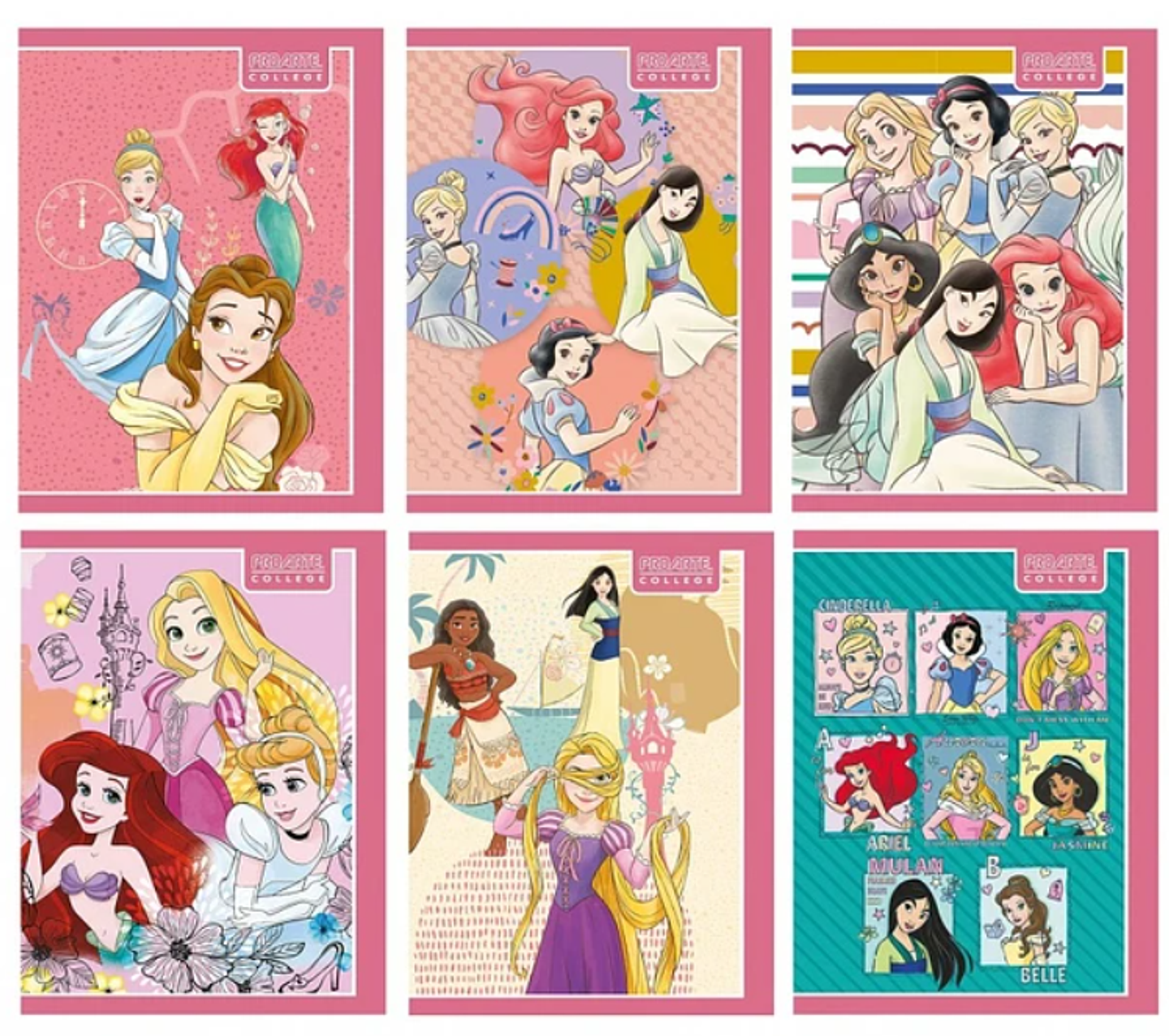 Cuaderno College Princesas Cuadro Grande  7mm 80hjs Proarte 1