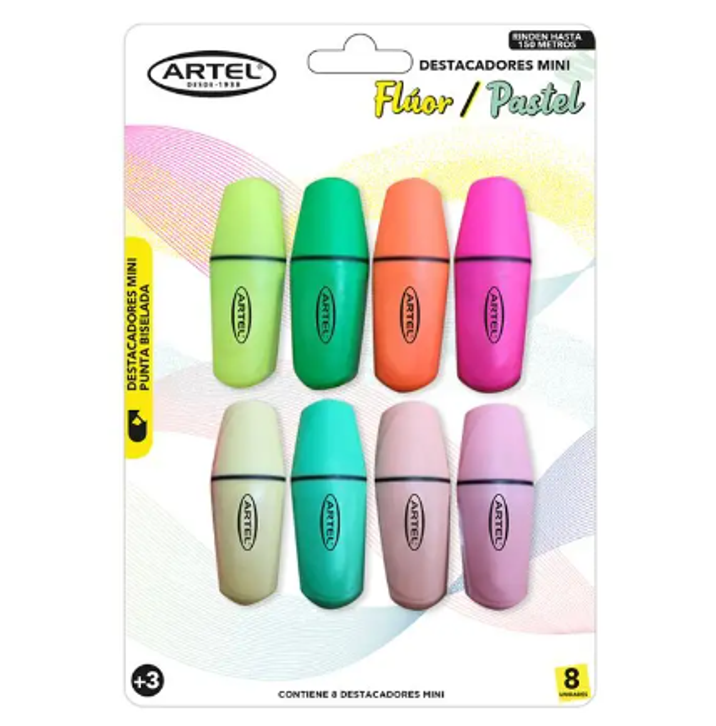 Destacador Mini Pastel + Fluor 8 Unidades 1