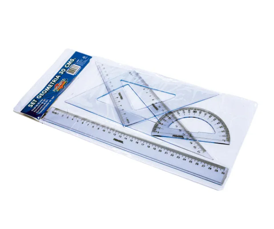 Juego Geometrico Regla 30Cm 2 Escuadr.1Transp. 1