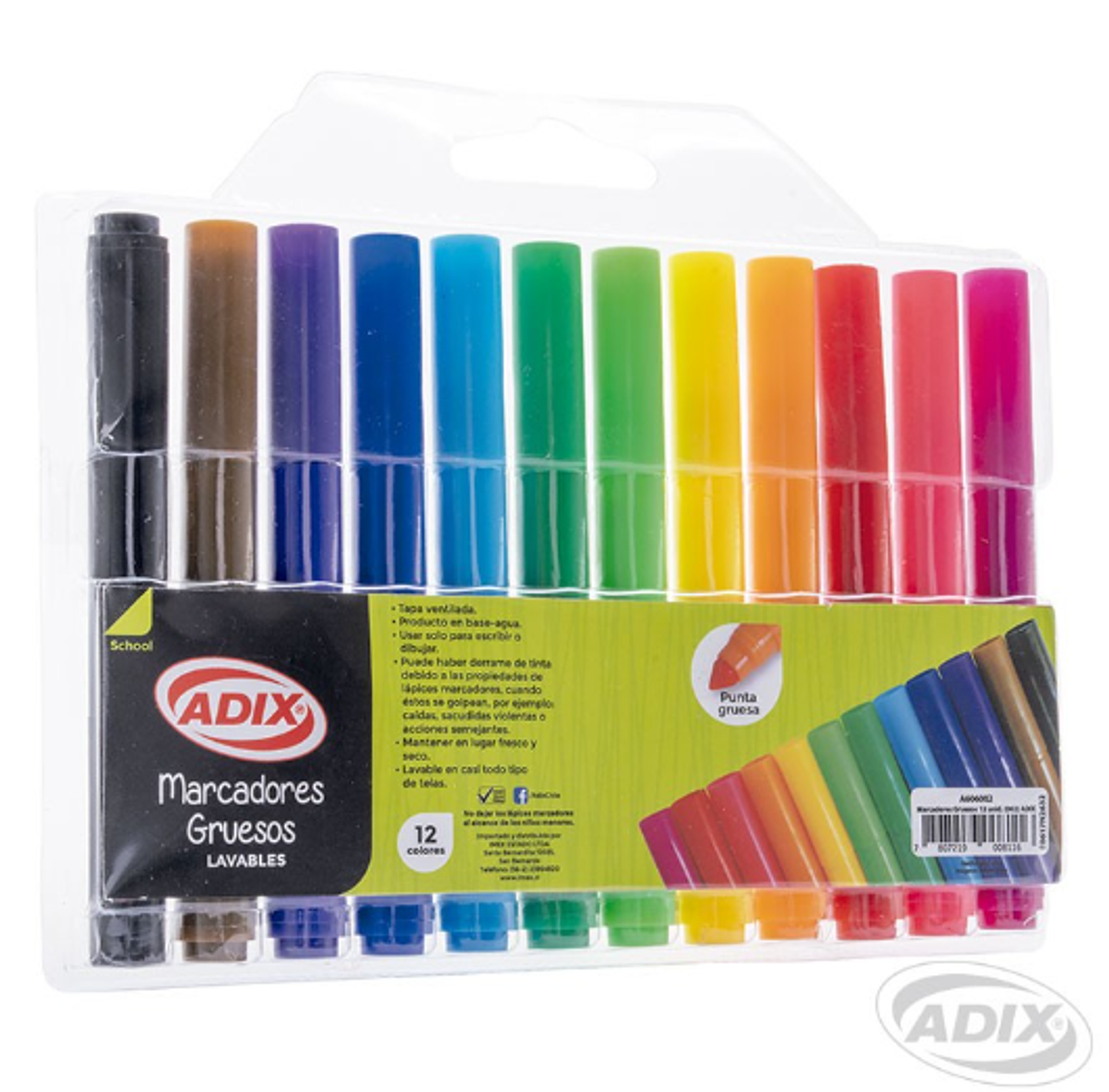Marcadores o Lápices Scripto 12 Colores Gruesos (002) Adix 1