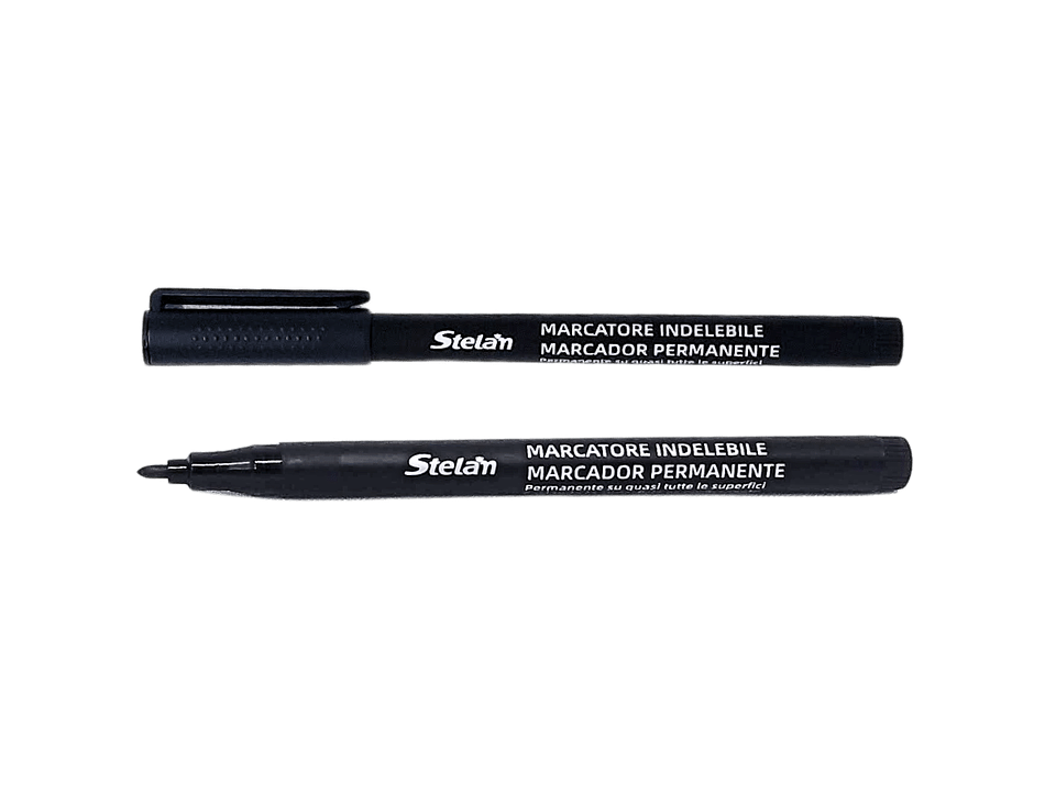 Marcador Permanente 2-3Mm Punta Fina Negro Stelam 1