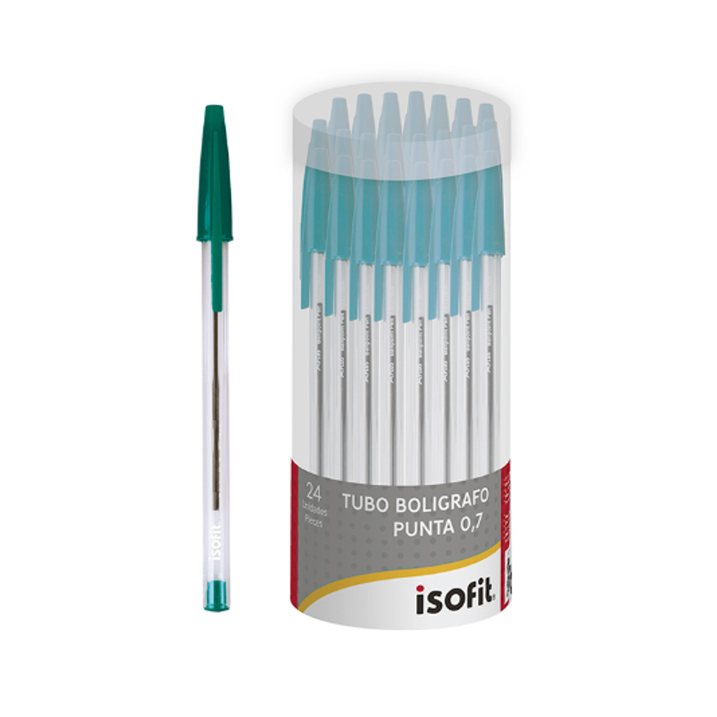 Tubo Bolígrafo 0.7mm 24 uni Verde Isofit 1