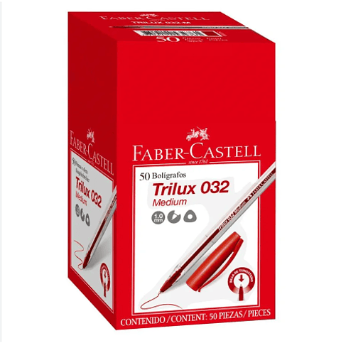 Caja Bolígrafo Trilux 032M Rojo 50 Uni Faber Castell