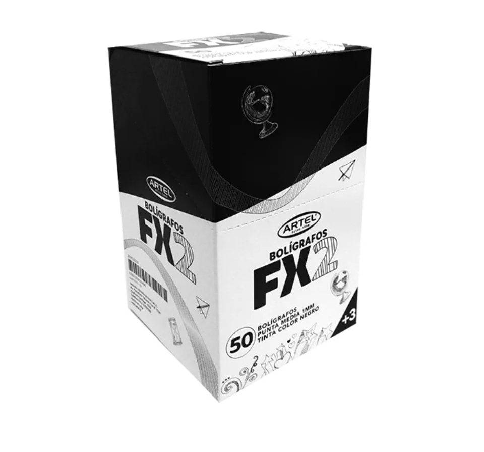 Caja Boligrafo Fx2 1,0mm Negro 50Uni Artel 1
