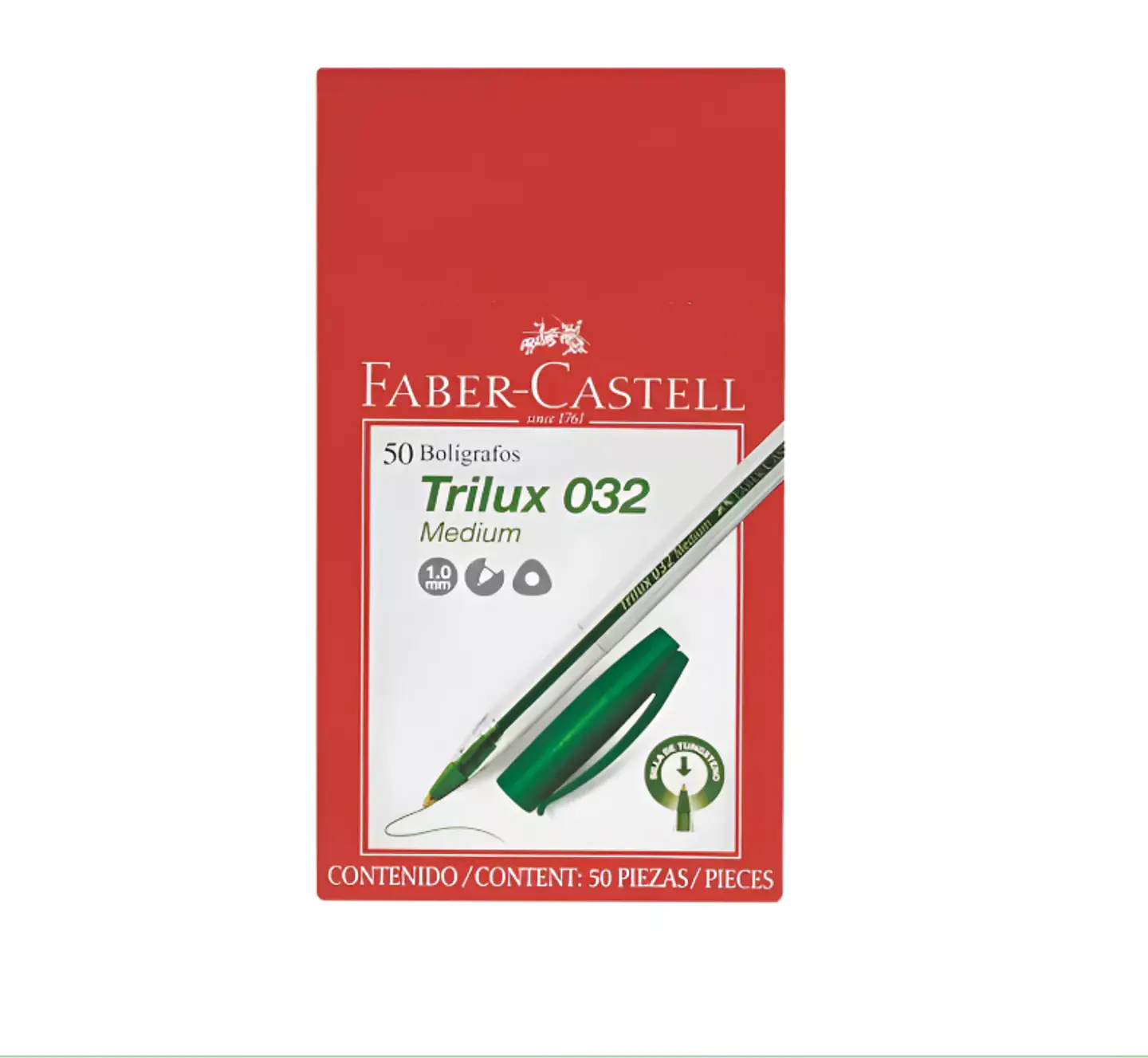 Caja Bolígrafo Trilux 032M Verde 50 Unidades Faber-Castell 1