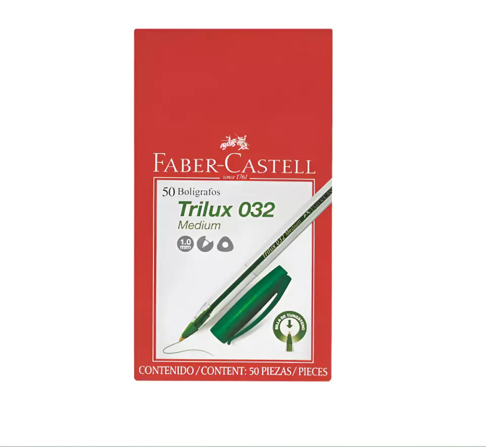 Caja Bolígrafo Trilux 032M Verde 50 Unidades Faber-Castell 1