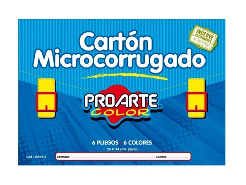 Estuche Sobre Bolsón Cartón Microcorrugado 6 colores 6 hojas 25x34 Proarte