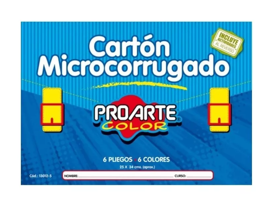 Estuche Sobre Bolsón Cartón Microcorrugado 6 colores 6 hojas 25x34 Proarte 1