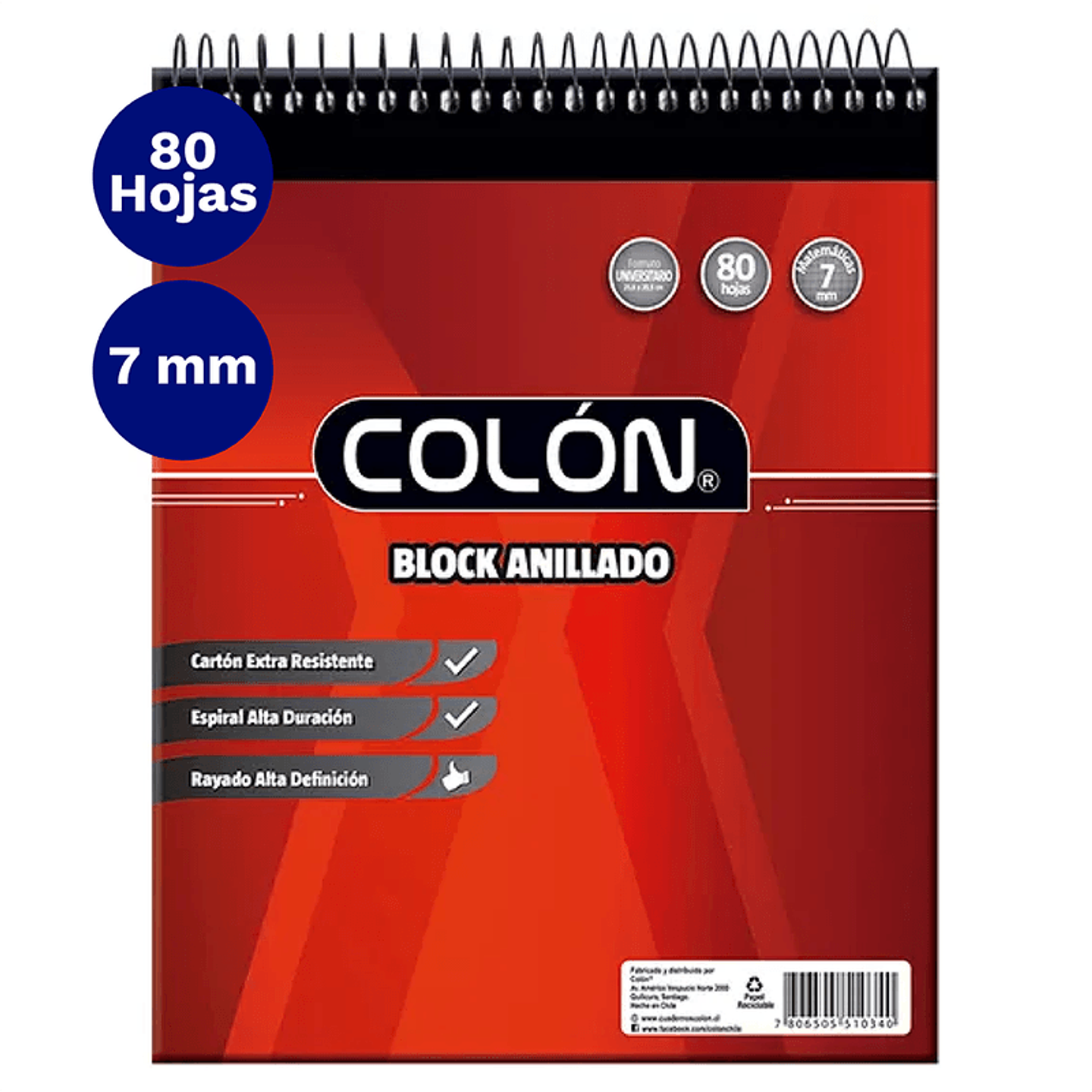 Block de Apuntes Universitario 7mm 80hjs Colon 1