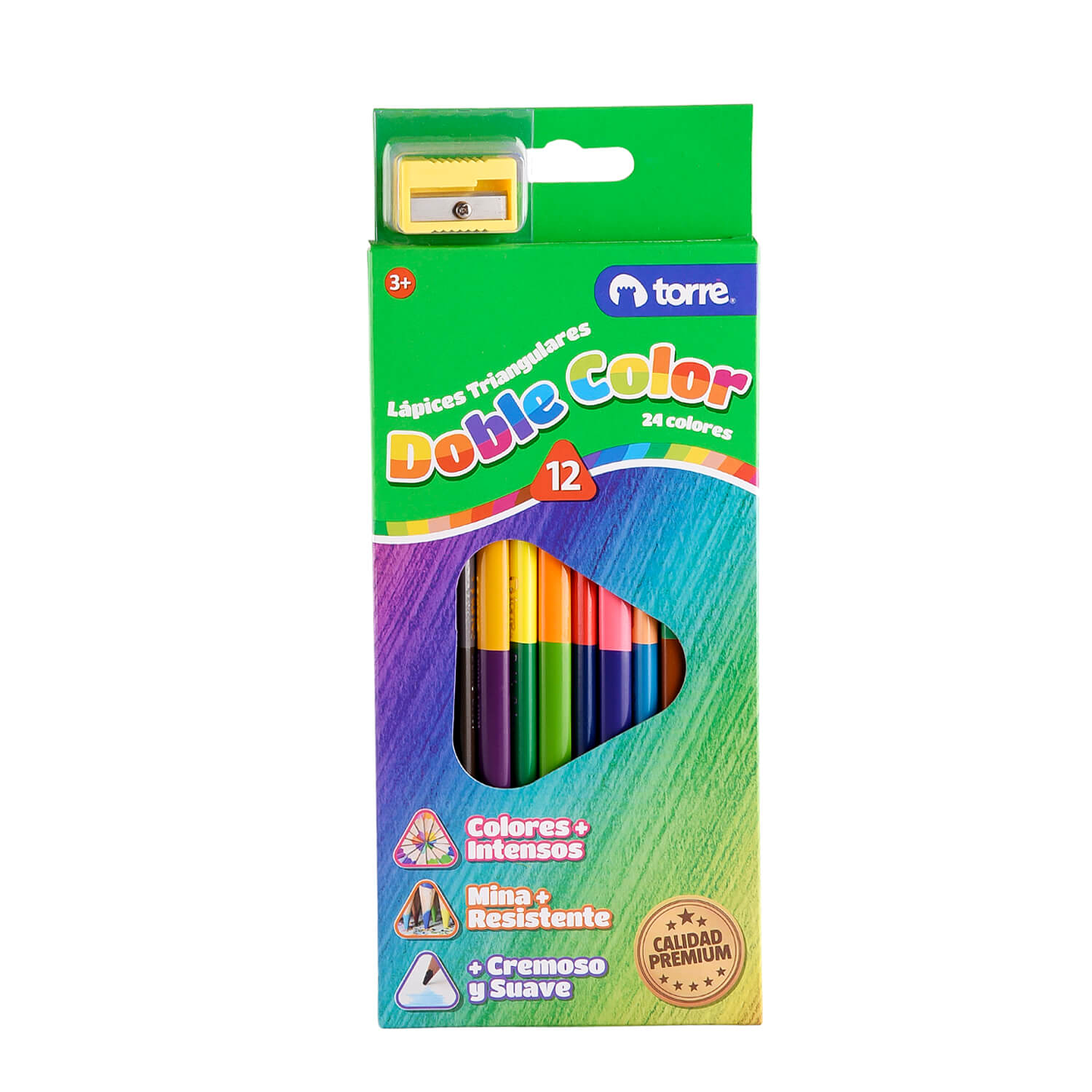 Lápices de Colores Bicolor Jumbo 12 lapices 24 colores Torre 1