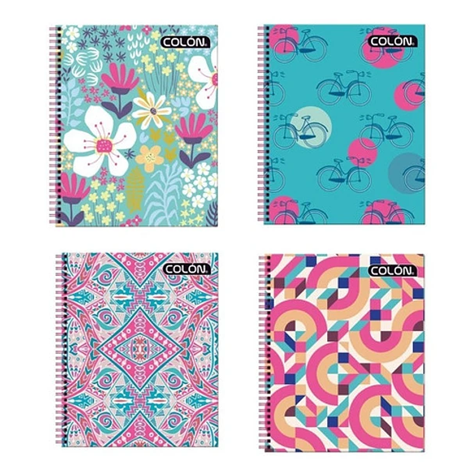Cuaderno Universitario Print Mujer Cuadro Grande 7mm 100hjs Colon 1