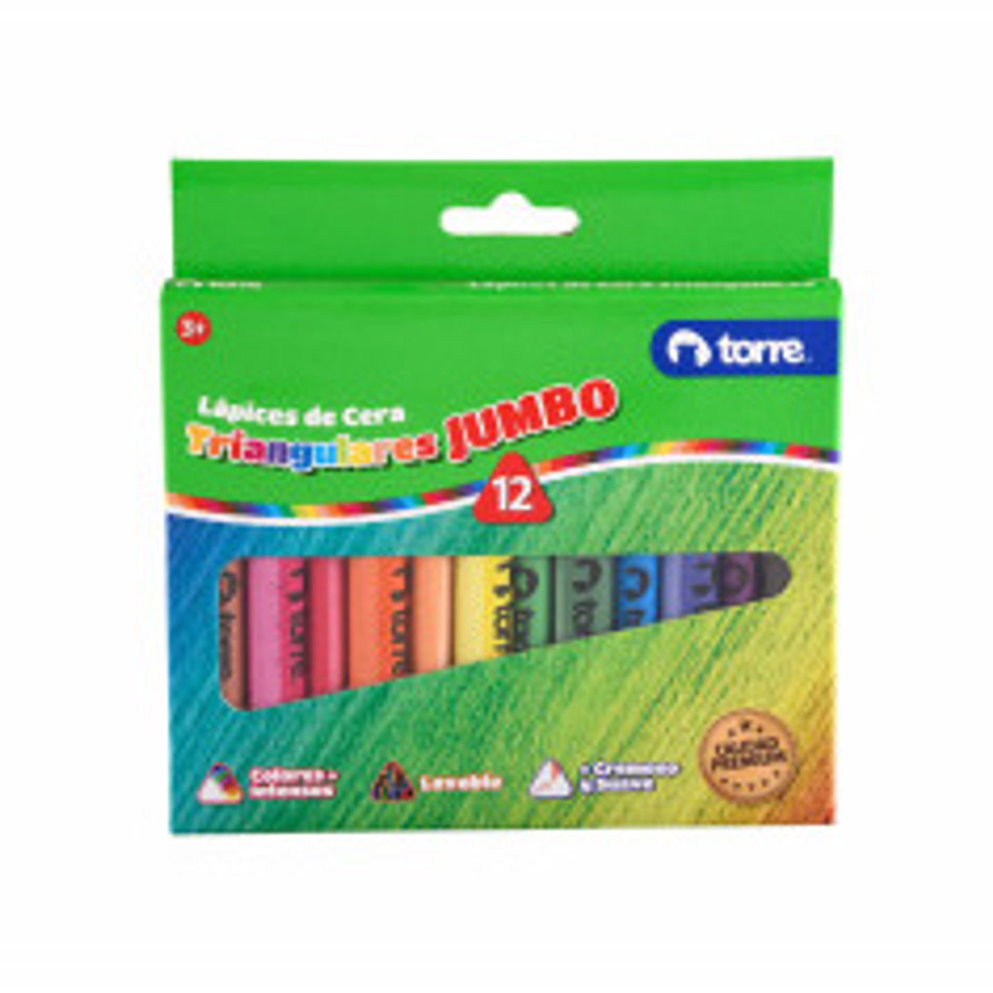 Lápices Cera Triangular Jumbo 12 Colores Imagia Torre 1