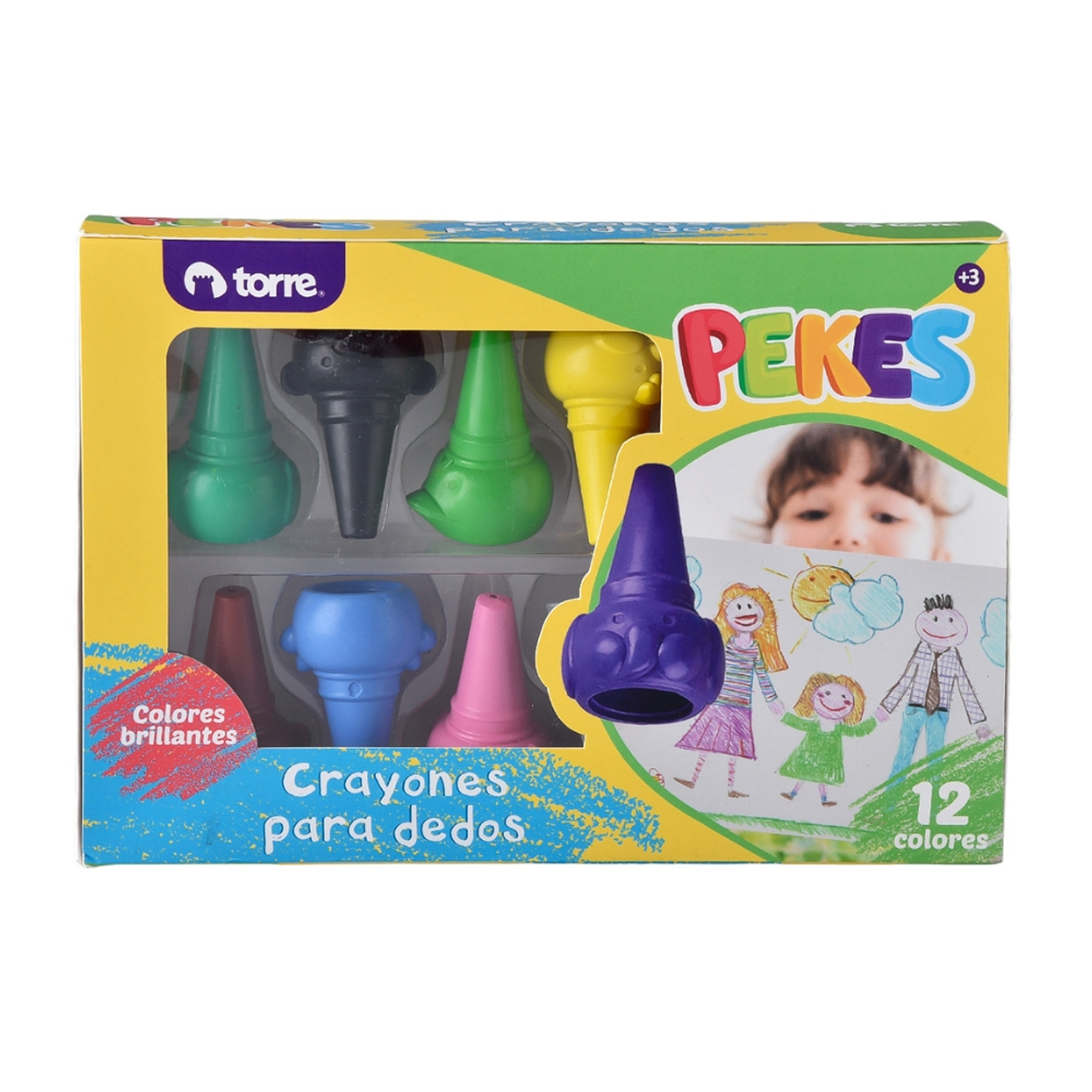Crayones para Dedos 12 Colores Pekes Torre 1
