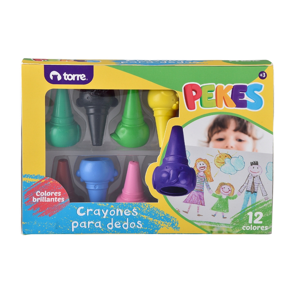 Crayones para Dedos 12 Colores Pekes Torre 1
