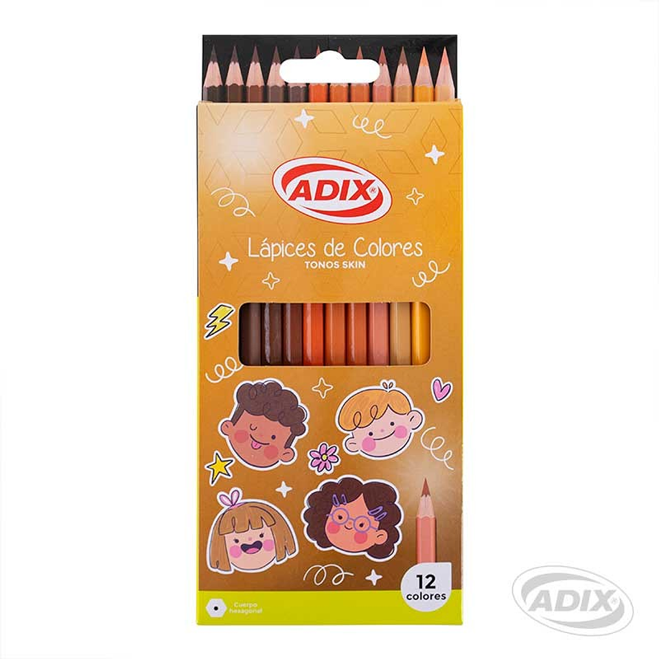 Lápices de Colores Hexagonales Tono Skin 12 Colores (034) Adix 1