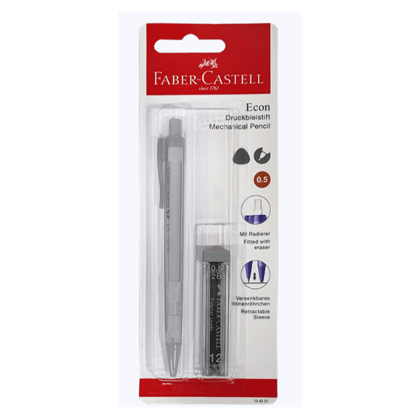 Portaminas Econ 0.5mm + minas Faber-Castell 1