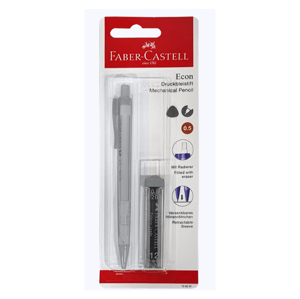 Portaminas Econ 0.5mm + minas Faber-Castell 1