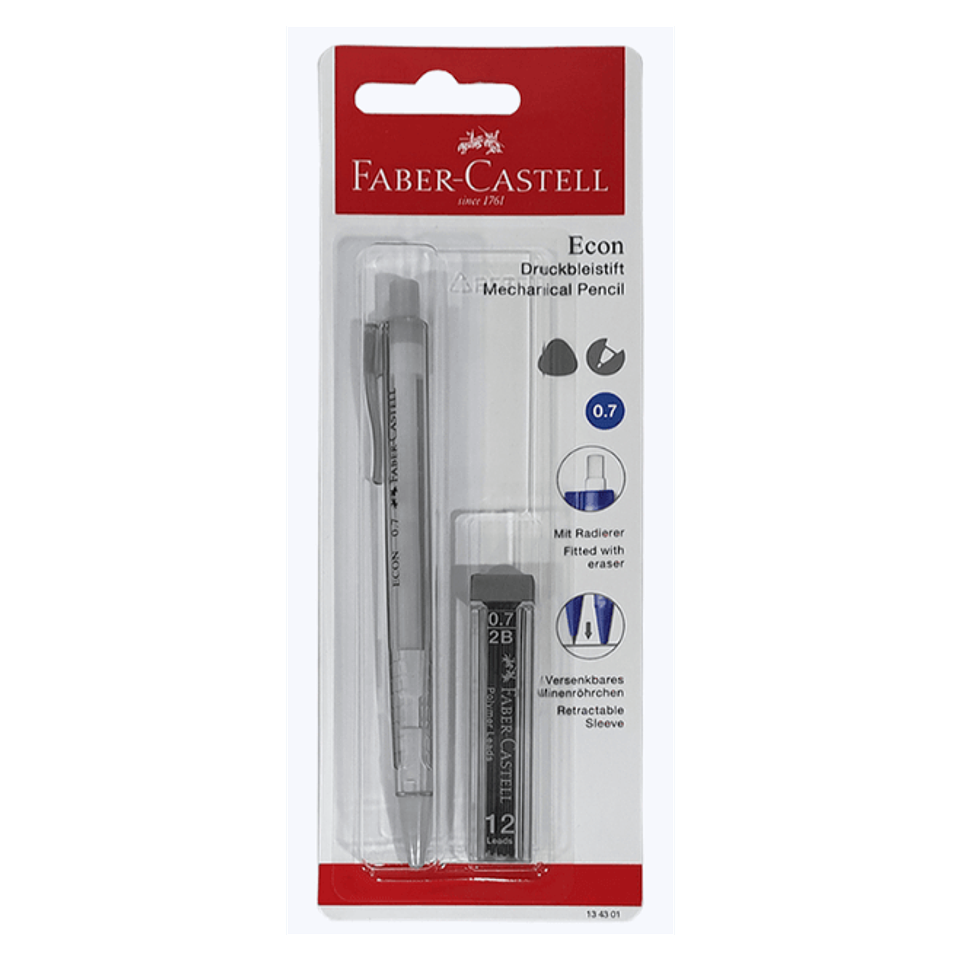 Portaminas Econ 0.7mm + minas Faber-Castell 1