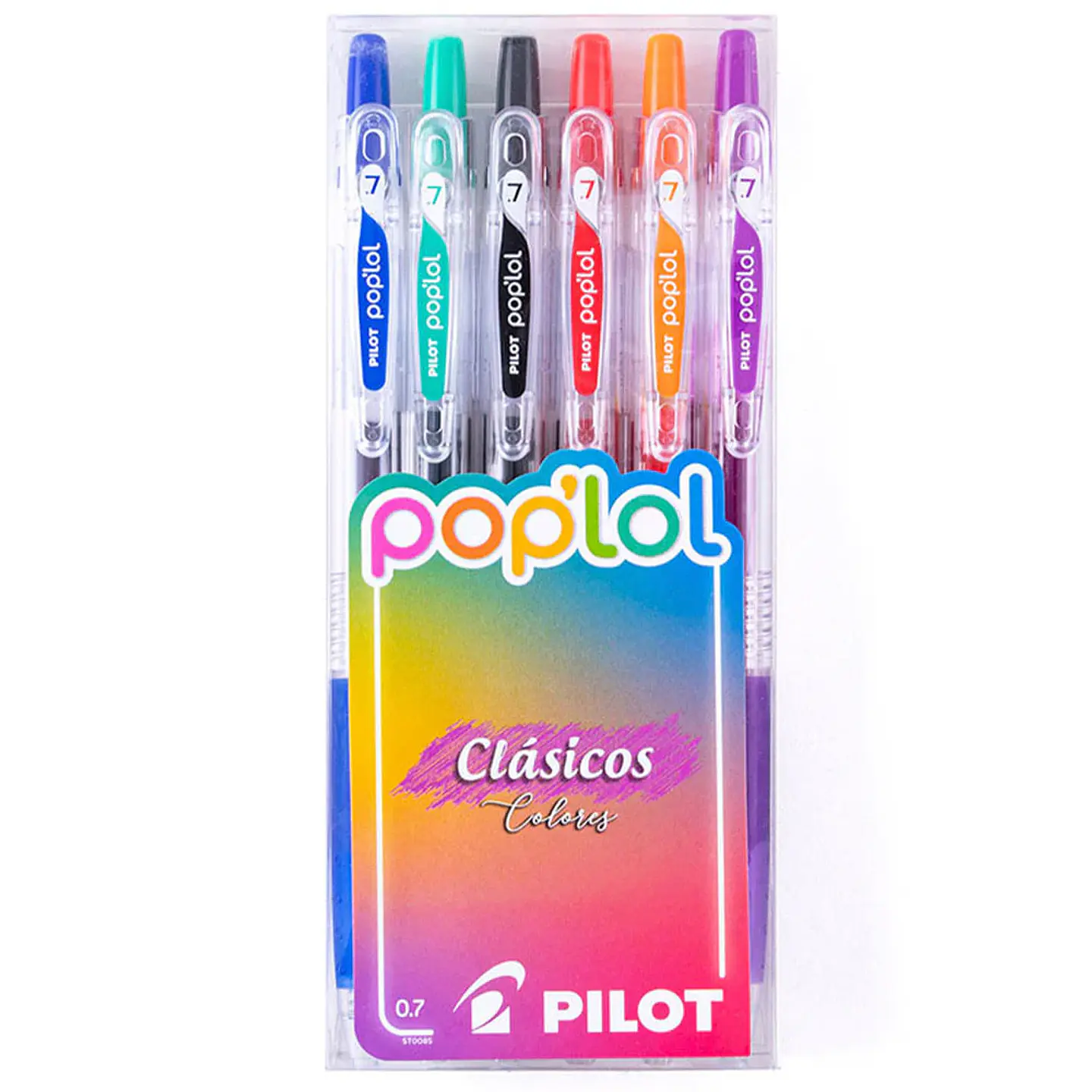Set 6 Lápices Gel Poplol 0.7mm Colores Clásicos Pilot 1