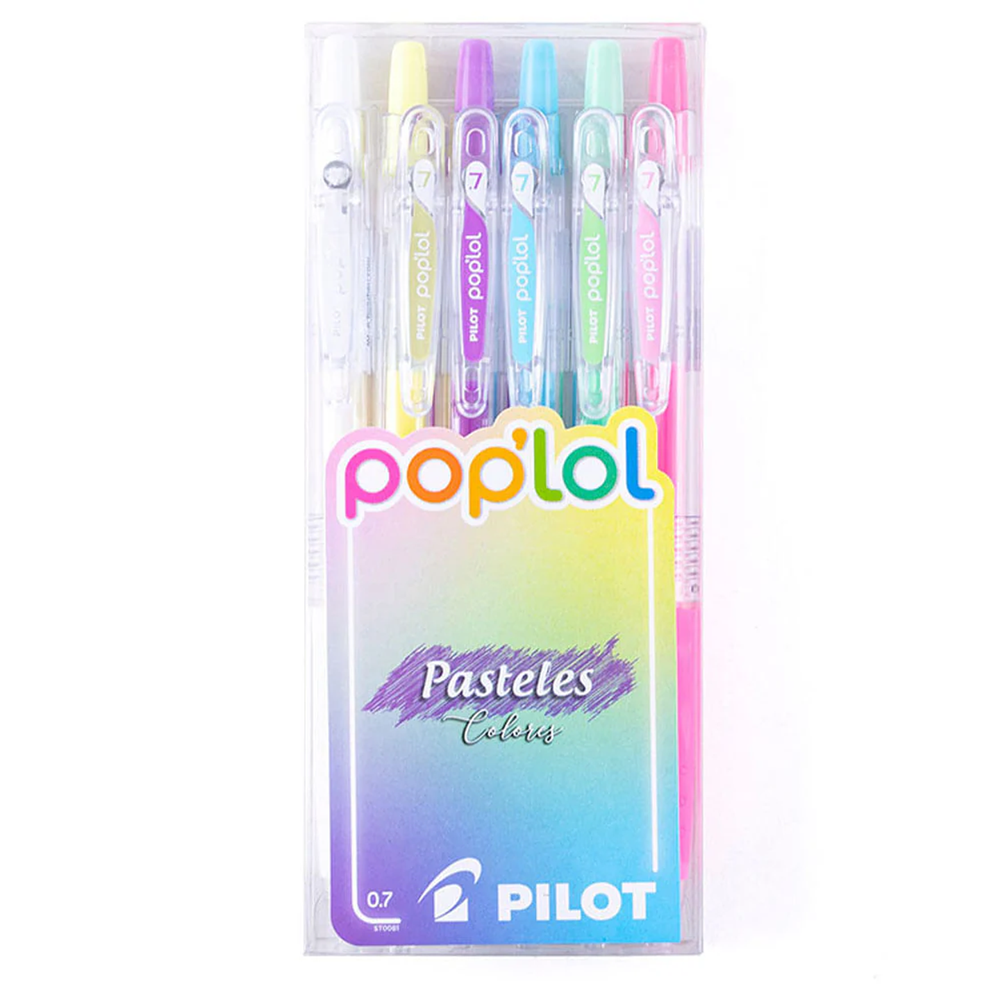 Set 6 Lápices Gel POPLOL 0.7mm Colores Pasteles Pilot 1