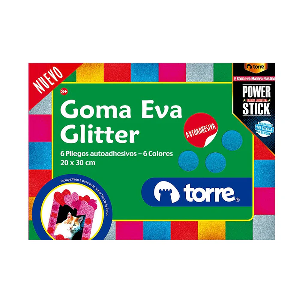 Estuche Sobre Bolsón Goma Eva Glitter Adhesiva Imagia Torre 1