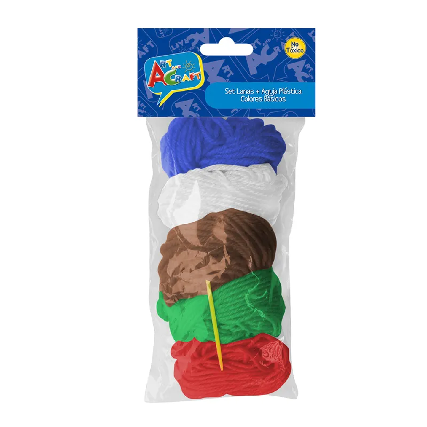 Set Lanas 5 Colores Básicos + 1 Aguja Plástica Art&Craft 1