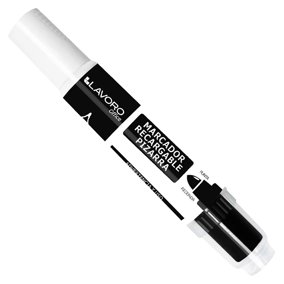 Marcador de Pizarra Recargable Punta Redonda Color Negro Lavoro 1