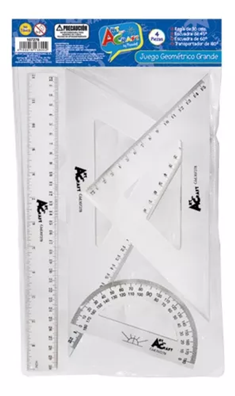 Set Geometría Transparente 30cm 4 piezas Art&Craft