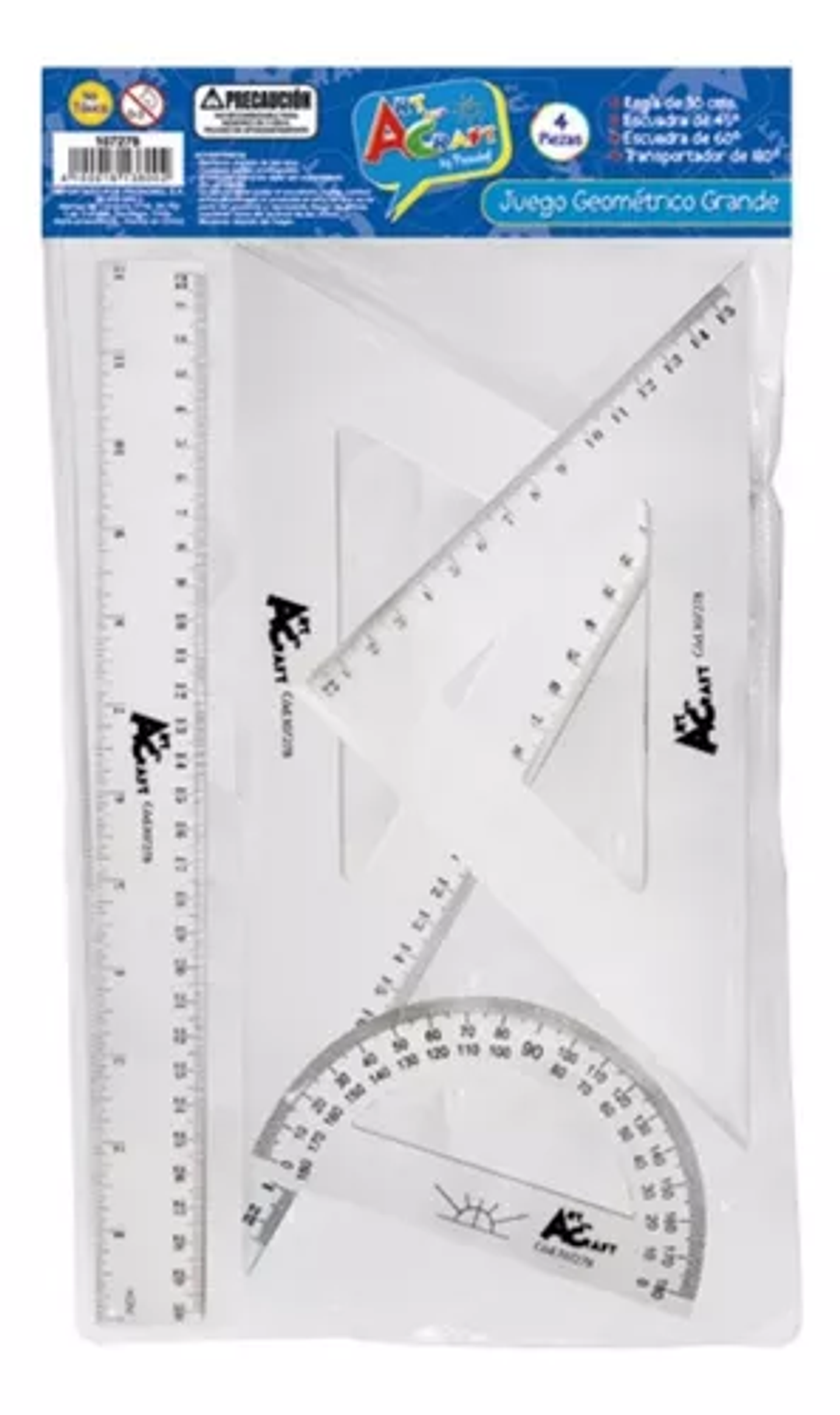 Set Geometría Transparente 30cm 4 piezas Art&Craft 1