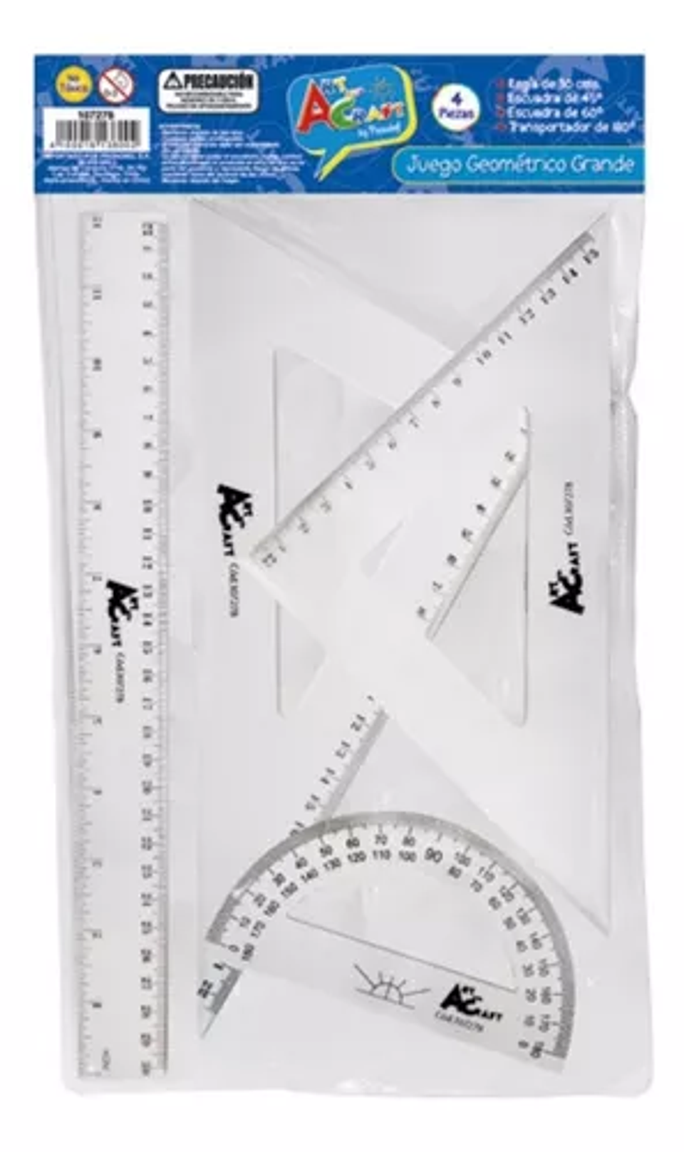 Set Geometría Transparente 30cm 4 piezas Art&Craft 1