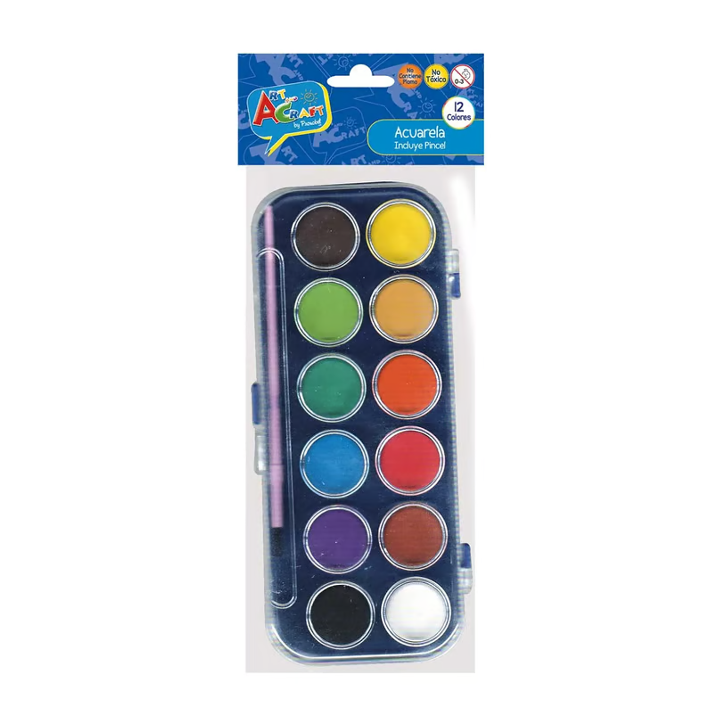 Paleta Acuarela 12 Colores co Pincel Art&Craft 1
