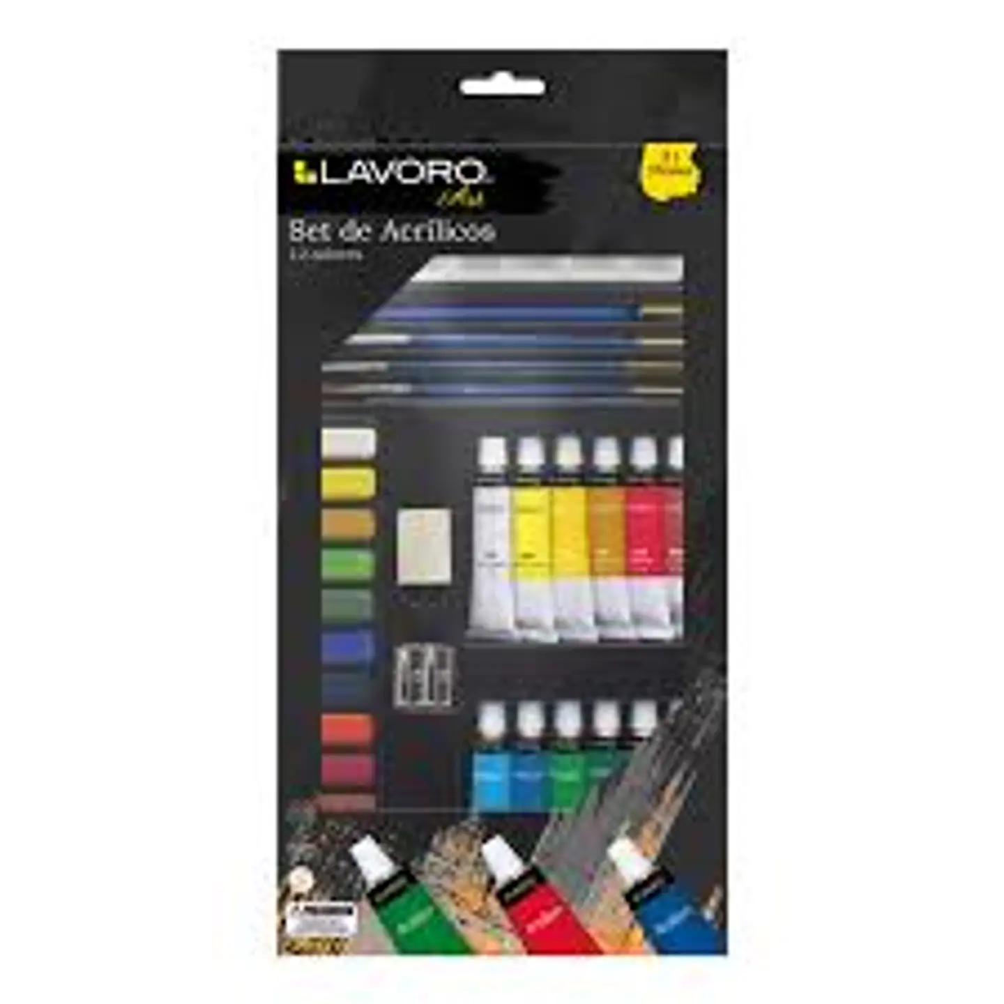 Set Pintura Acrílico 12 Colores + Acrílicos y Accesorios Lavoro 1