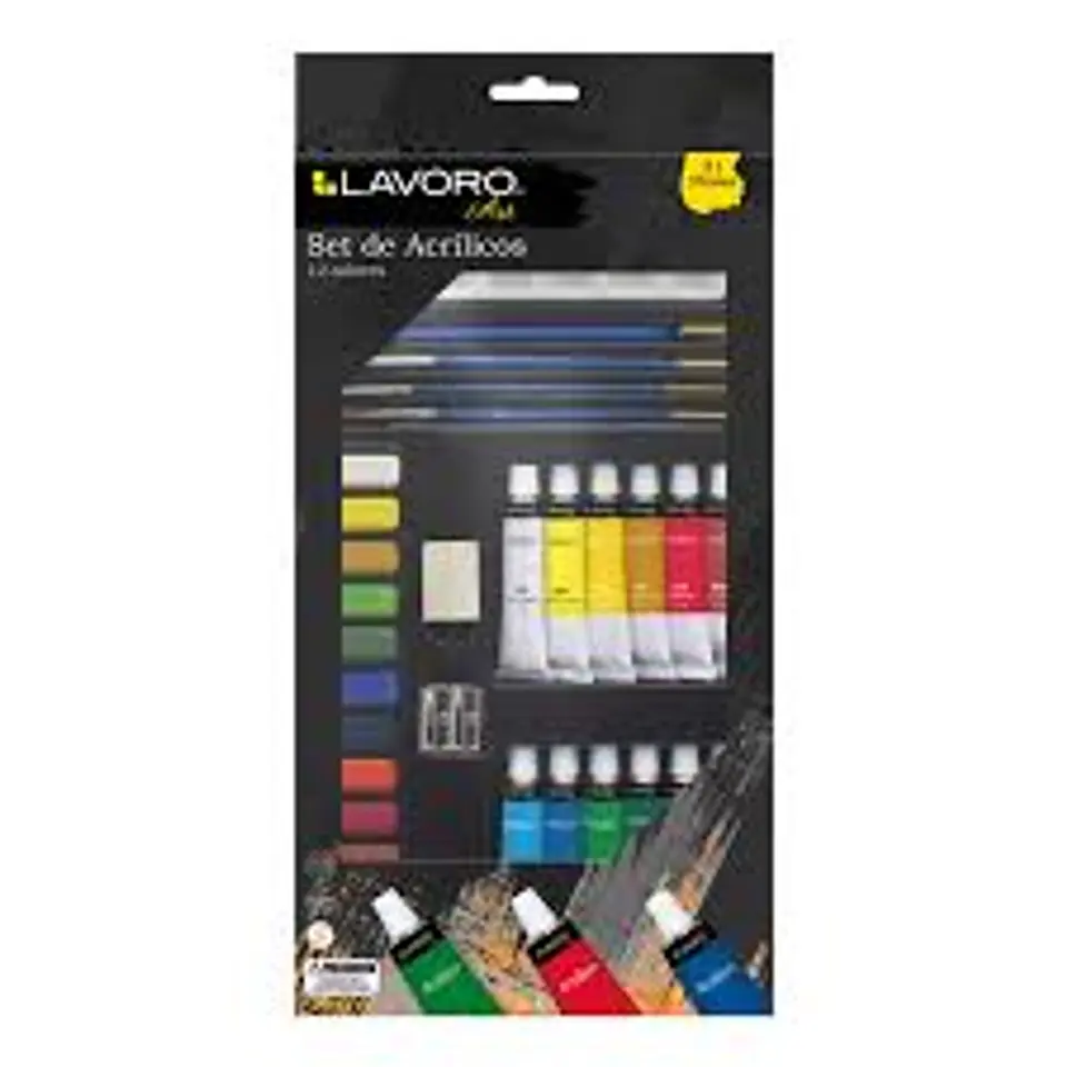 Set Pintura Acrílico 12 Colores + Acrílicos y Accesorios Lavoro 1