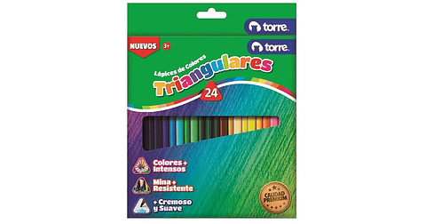 Lápices de Colores Trianguales 24 Colores Torre