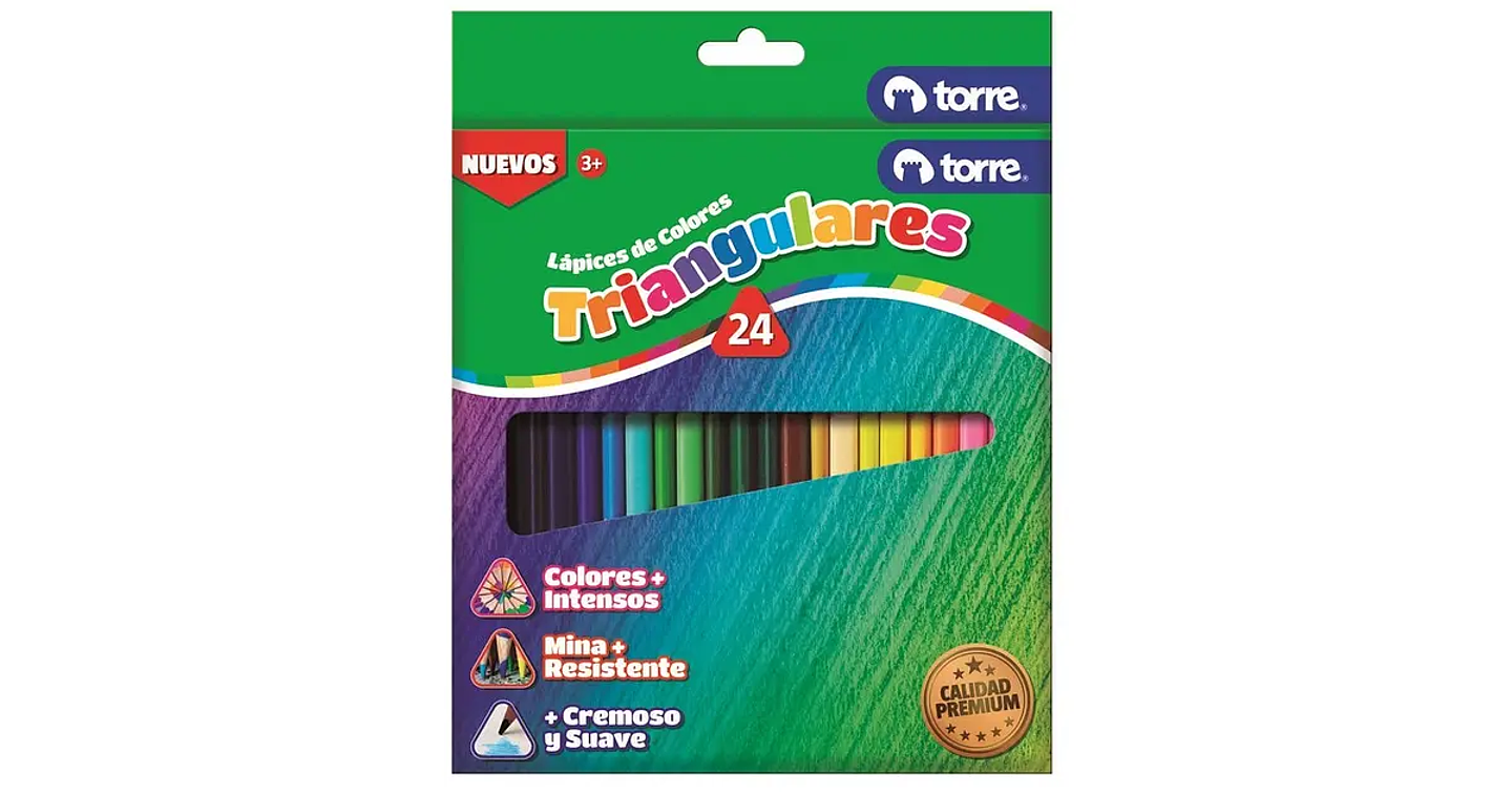 Lápices de Colores Trianguales 24 Colores Torre 1