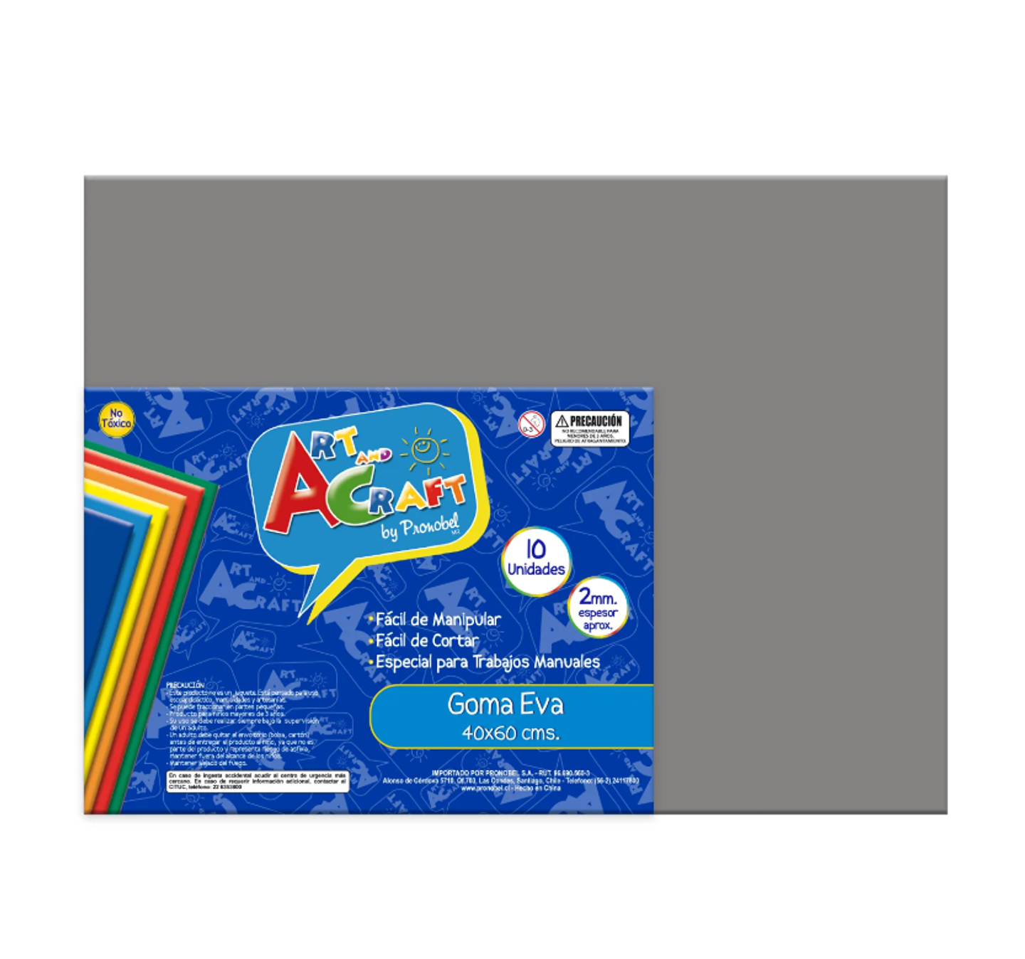 GOMA EVA 40X60 CM 2MM. GRIS 10 UNIDADES ART & CRAF 1