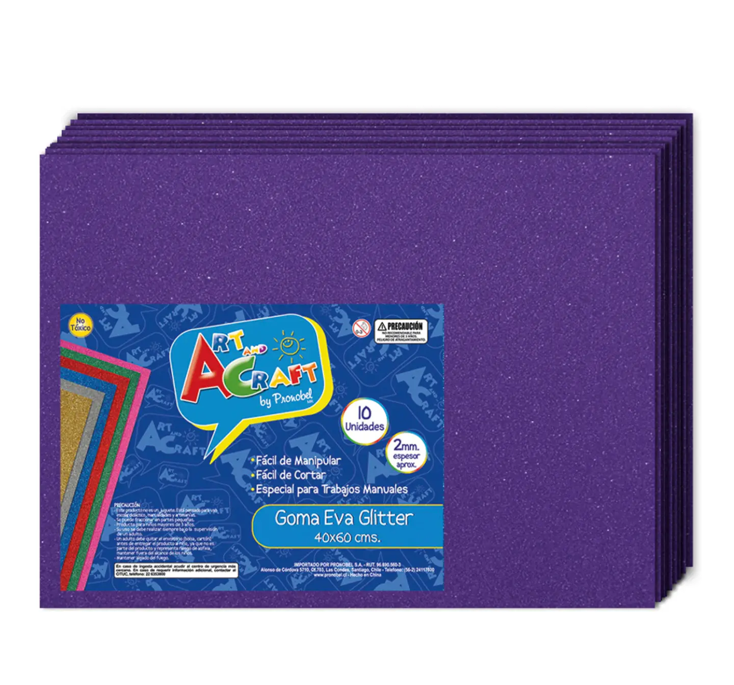 GOMA EVA GLITTER 40X60 CM MORADO BOLSA 10 UNIDADES FULTONS 1