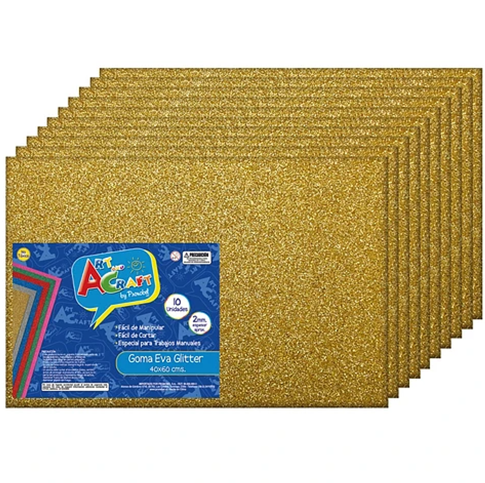 GOMA EVA GLITTER 40X60 CM DORADO BOLSA 10 UNIDADES FULTONS 1