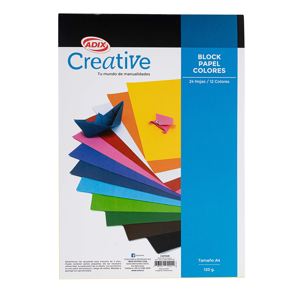 Block de Papel A4 12 Colores 24h 120g CREATIVE 1