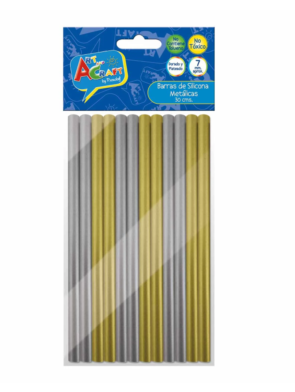 ADH. EN BARRA SILICONA 12 UN. DORADO/PLATEADO ART & CRAFT 1
