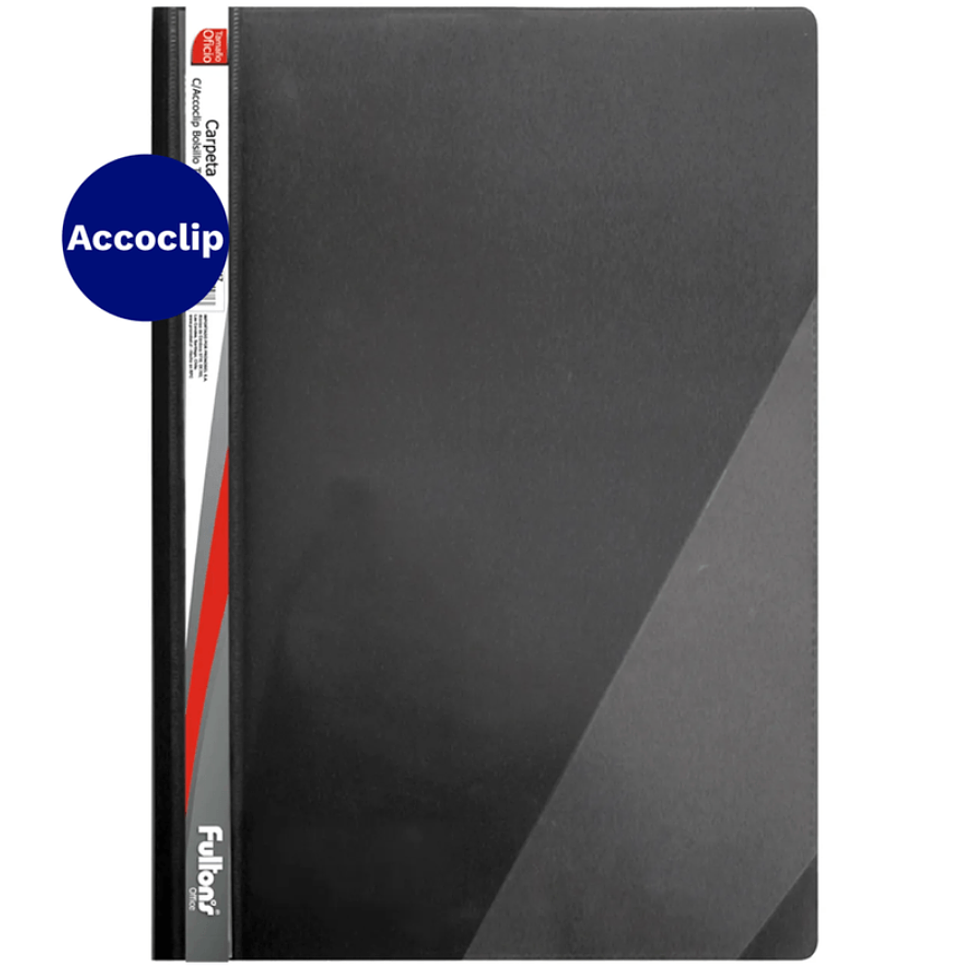 CARPETA C/ACCOCLIP BOLS.TRIANGULAR OF. VINIL NEGRO FULTONS 1