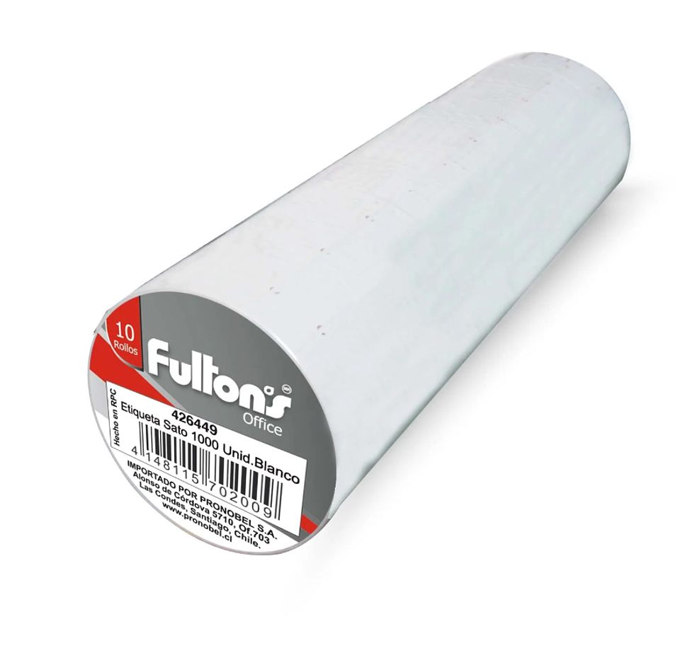 ETIQ. BLANCA SATO 1000 UN PQTE 10 ROLLOS FULTONS 1